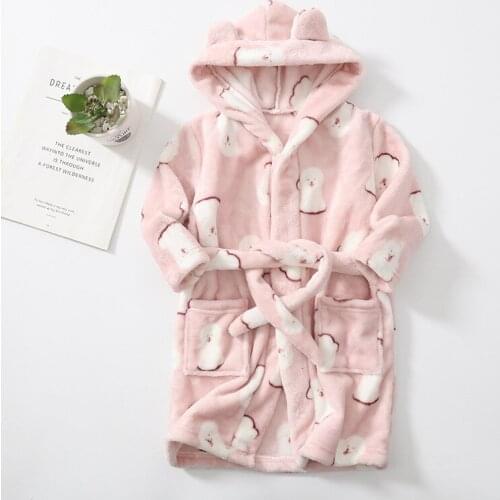 Toddler Girls Sleepwear Childrens Bathrobes Flannel Pajamas Robes Animal Cartoon Home Wear Night Gowns Kids Boys Dressing Gown