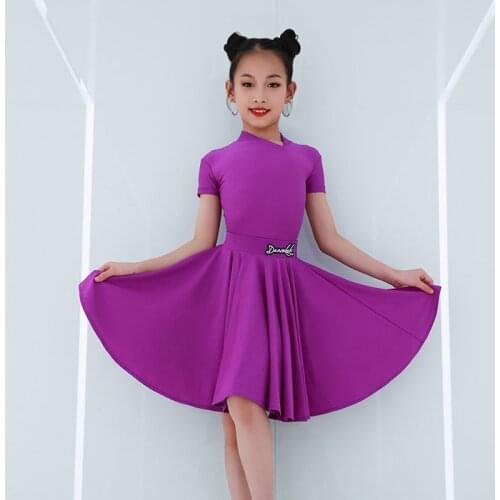 Latin Dance Dress For Girls Short Sleeve Practice Clothes Professional Ballroom Dance Competition Dress Rumba Dancewear DWY5742