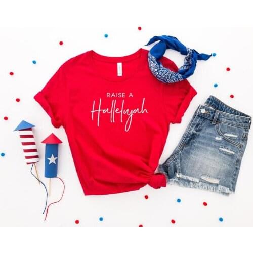 Raise A Hallelujah Christian Scripture Bible Camp Shirt Harujuku Cotton Female Clothing Funny Graphic Short Sleeve O Neck Tees