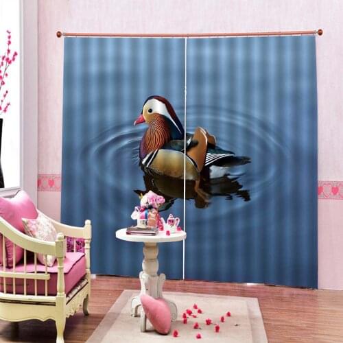 Blackout Luxury 3D Window Curtains blue lake birds curtains For Living Room Bedroom Drapes Cortina