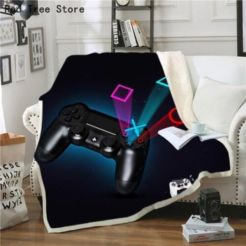 Sherpa Blanket 3d Gamepad Game Console Throw Blankets Home Textile For Teen Kids Boys Bedroom Bedding Sofa Travel Picnic Cover