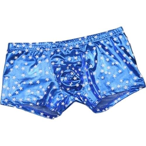 Sexy Mens Underwear Hot Stamping Star Comfortable Breathable Boxer Shorts With Large U Bulge Boxers Club Stage Show Underpants