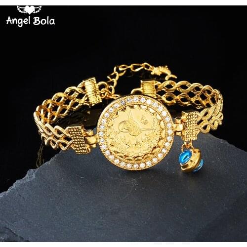 Twisted Turkish Coin Bracelet for Women Dubai Bangles Ethiopian Islamic Muslim Bangles African Oman Jewelry Arab Middle East