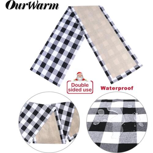Waterproof Buffalo Plaid Burlap Christmas Table Runner Christmas Table Decoration Lumberjack Themed Birthday Party Decoration IP