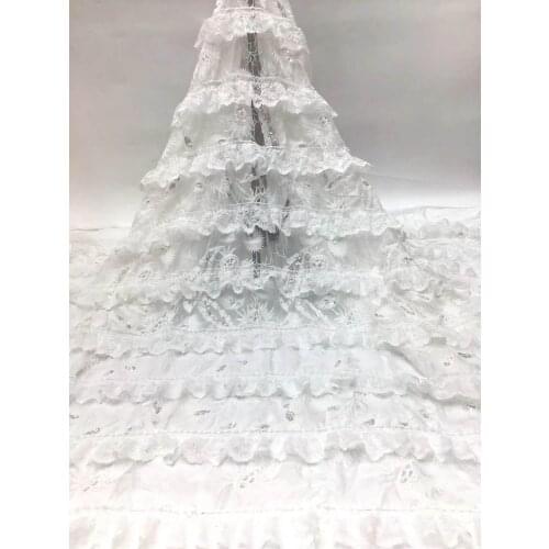 Embroidery 3D Flower Tulle Lace Fabric Decorative Ribbon DIY Sewing Ruffled Applique Collar Dubai Guipure Lace FJ4313