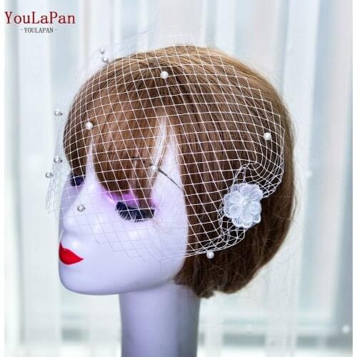 YouLaPan VA04 Wedding Birdcage Veil with Comb Wedding Hair Accessories Women Romantic Flower Jewelry Veil Hats Short Bride Tiara