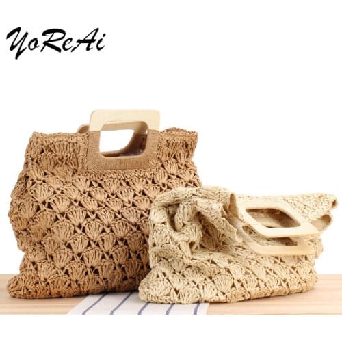 YoReAi Women Handbag Rattan Wicker Straw Woven Bag Large Capacity Bohemia Female Casual Vacation Summer Travel Tote Fashion