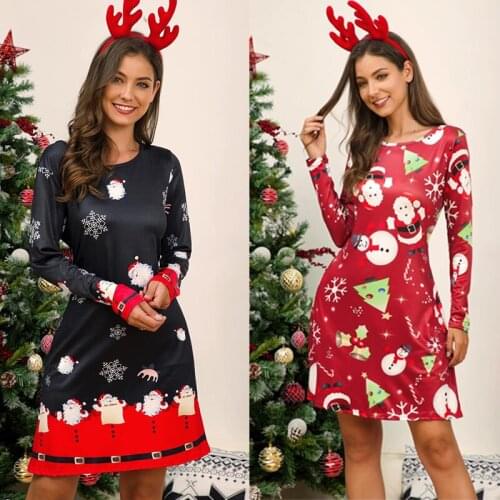 Womens Fashion Christmas Dress Elegant Fall Winter New Year Clothes For Ladies Kawaii Long Sleeve Dresses Party Streetwear