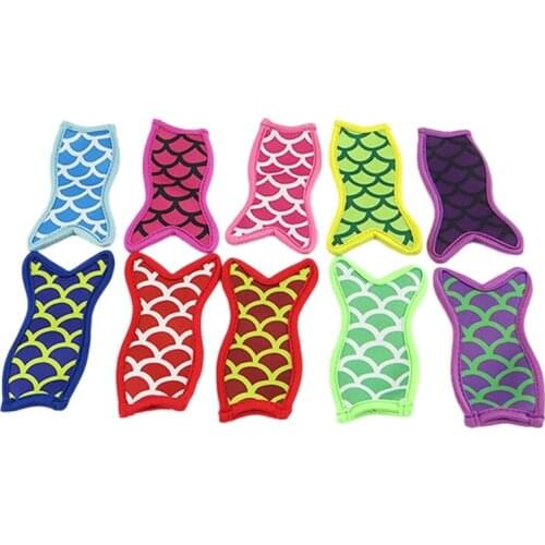 10pcs Popsicle Holder Bag Fish Tail Shape Ice-Pop Sleeves Freezer Covers Reusable Neoprene Case for Home Kitchen