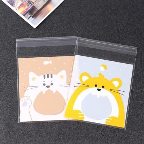 100pcs Cute Animal Design Cookie Packaging Bags Wedding Candy Gift Bag Baking Tools Baby Party Supplies 10*10cm