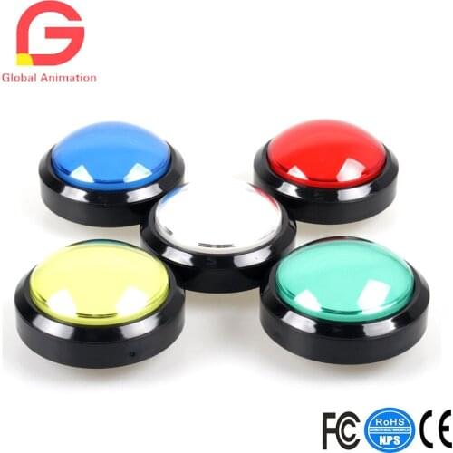 2pcs 12V Arcade Buttons 100mm Larger Big Dome Convex Type LED Lit Illuminated Push Button for For Arcade Machine DIY Kit