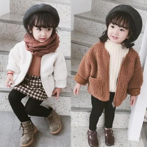 2020 Winter Girls Faux Fur Coat Cotton Padded Wool Blend Girls Velvet Coat Kid Winter Warm Outerwear Christmas Fleece Outerwear