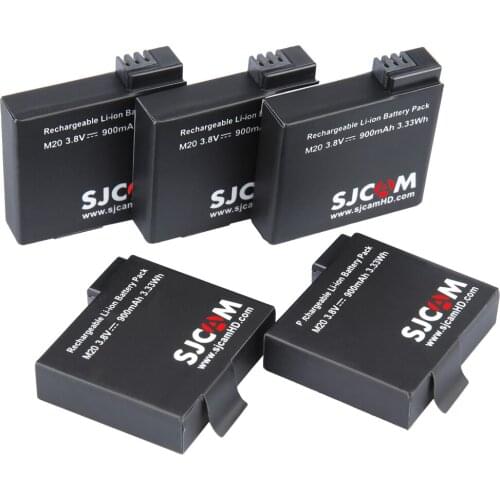 5Pcs/lot batteries Original SJCAM 900mAh Rechargable Li-on Battery For SJCAM M20 4K WiFi Sport Video Cameras