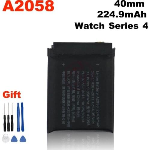 Original battery A2058 For Apple Watch Series 4 40mm 224.9mAh A2058 A1975 A1977 battery + tools