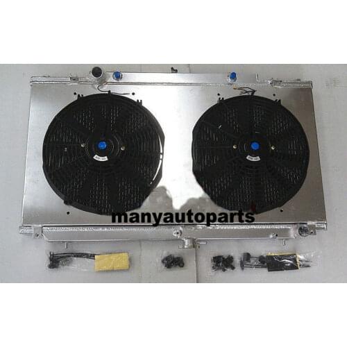 Aluminum radiator + shroud + fan for Nissan GU PATROL Y61 petrol 4.5L AT 1997-01
