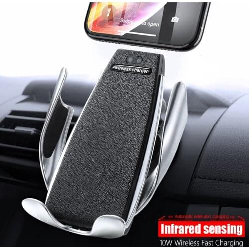 Car Qi Wireless Charger Stand Holder for Samsung S10 S9 iPhone 11 Pro Xs Max 8 Plus 10W Car Mount Wireless Fast Charging Adapter