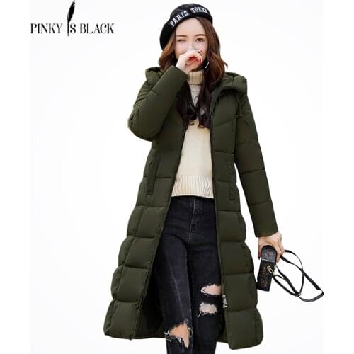 PinkyIsBlack Warm Winter Jackets Women Fashion cotton padded Long Parkas Casual Hooded Winter Coat Women Thicken Slim Plus Size