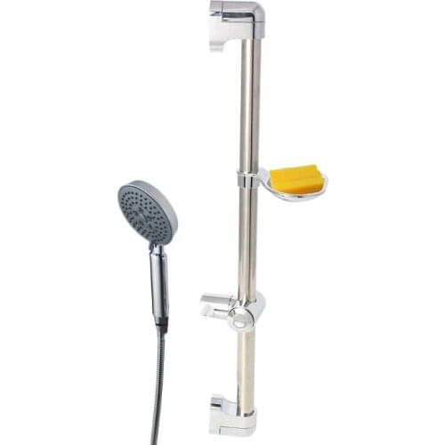 Stainless Steel Shower Head Holding Rod With Soap Box Adjustable Lifting Rods P15D