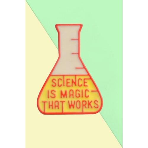 SCIENCE IS MAGIC THAT WORKS Enamel Pins Measuring Cup Brooches for Kids Bag Clothes Lapel Pin Badge Creative Jewelry Gifts