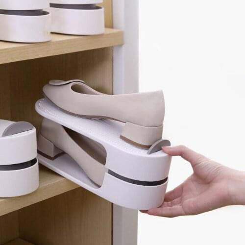 Home use Adjustable Shoe Organizer Footwear Support Slot Space Saving Cabinet Closet Stand Shoes Storage Rack Shoebox