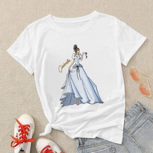 Disney Princess T shirt Aesthetic Women Fashion Girls 90s Tshirt Harajuku Cinderella Print Graphic Summer T-shirt Top Tee Unisex