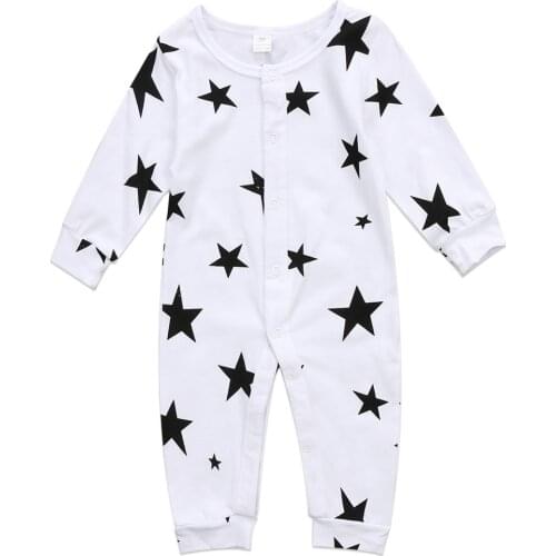 Cotton Newborn Kids Baby Girl Boy Long Sleeve Warm Stars Romper Jumpsuit Spring Autumn Clothes Outfits Playsuit 0-18M
