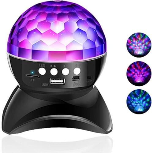 Crystal Ball Projection Lamp 360° Rotating Wireless bluetooth Speaker USB Rechargeable Disco Party Stage Effects LED Lighting