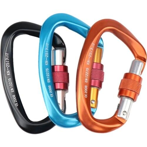 ARRIES 25KN Mountaineering Caving Rock Climbing Carabiner D Shaped Safety Master Screw Lock Buckle Escalade Equipement