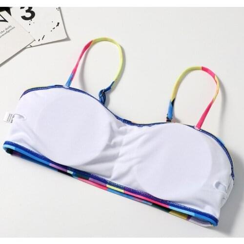 Women Sexy 3pcs Bikini Set Graphic Printed Tube Top Bra Triangle Bottom Swimsuit with Tie Waist Beach Skirt Cover Up