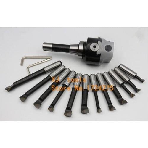R8 taper, M12 thread, F1-18 75mm boring head with R8 shank and 12pcs 18mm boring bars, boring head set, F1 boring head