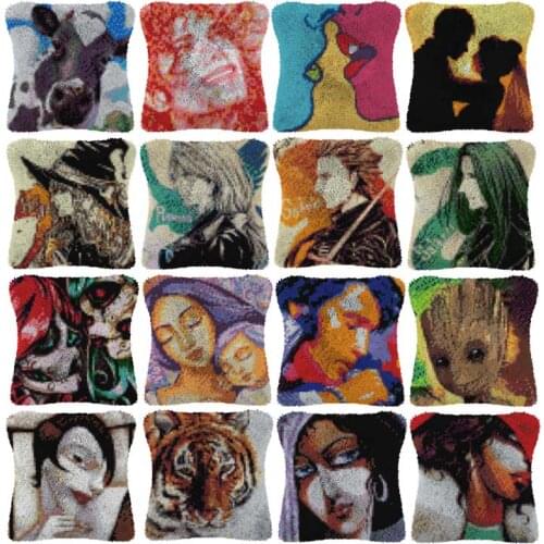 Latch Hook Cushion Kit Kiss Pillow Mat DIY Crafts Pattern Cross Stitch Needlework set Crocheting Cushion embroidery pillow