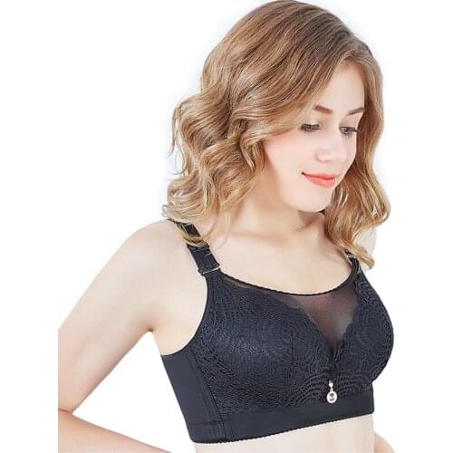 Hot Selling Embroidery Large Size Bras For Women Sexy Lingerie Underwire Lace Bralette Ultra Thin Minimizer