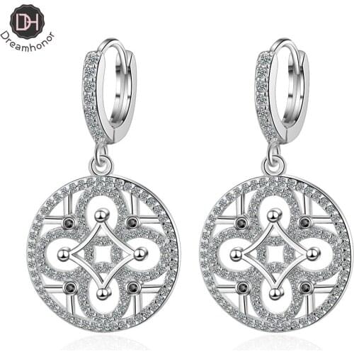 Dreamhonor Fashion 925 Sterling Silver Hollow Circle Clip Earrings Jewelry For Women Gift Accessory