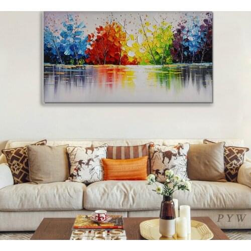 Nordic Style Art deco Hand Painted Modern Abstract Trees Oil Paintings On Canvas Wall Picture for Living Room Bedroom Home Decor
