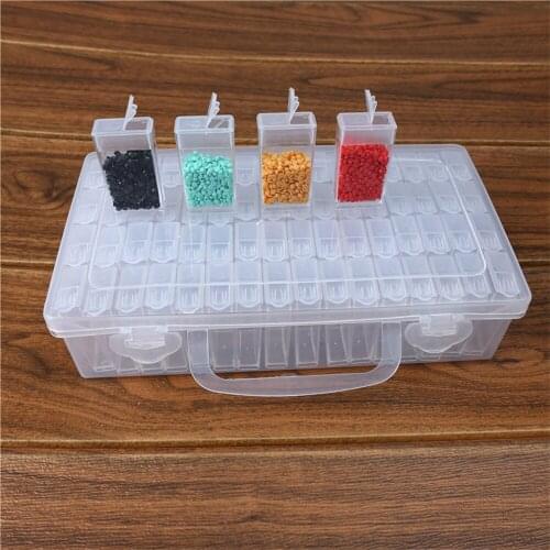64/42 Compartment Plastic Medicine Capsule Storage Container Box Diamond Painting Basket Rectangle Transparent Clear Box