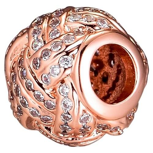 Fits for Pandora Charms Bracelets Rose Love Knot Beads 100% 925 Sterling-Silver-Jewelry Free Shipping