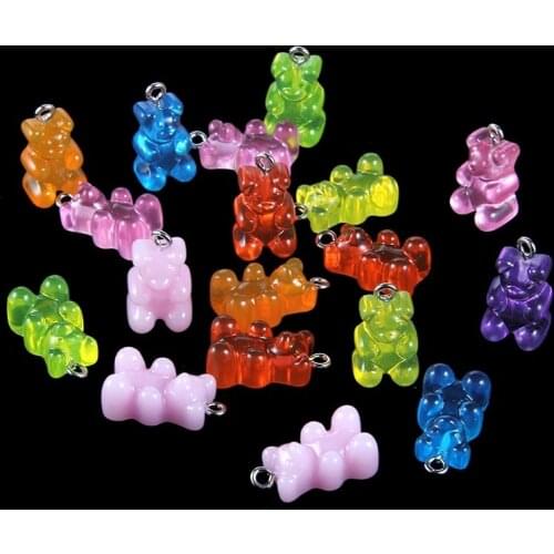 10pcs/lot Mixed Cute Resin Gummy Bear Pendant Charms For Women Girls Jewelry Making Findings DIY Earrings Necklace
