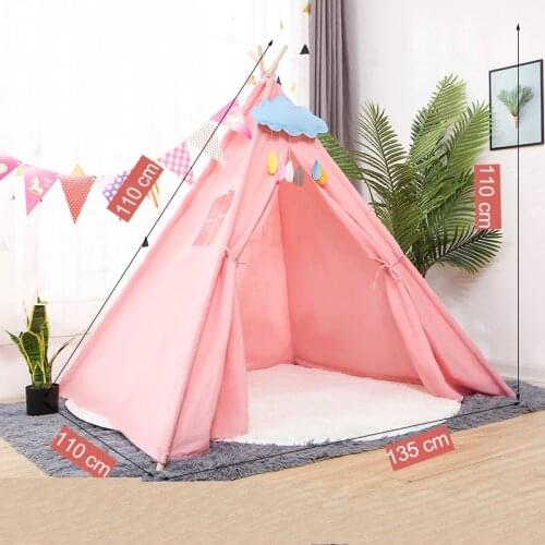 135*110cm Portable Kids Tent Cotton Canvas Tipi House Childrens Tent Girls Play House Wigwam Game House India Triangle Tents