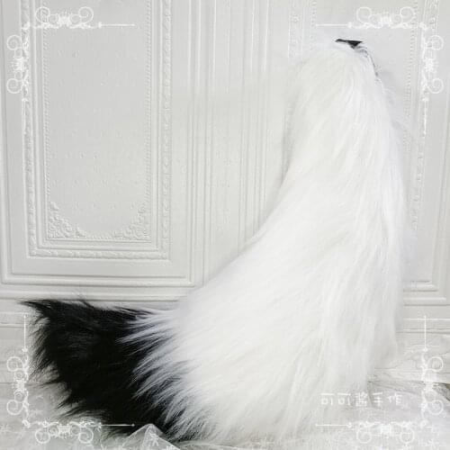 Handmade Anime Cos Props White Black Gray Simulation Beast Tail Lolita Accessories Wolf Fox Dog Tail