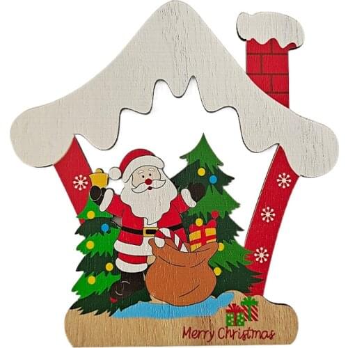 Christmas Wooden Pendants Xmas Tree House Hanging Ornaments DIY Wood Crafts for Home Christmas Party New Year 2022 Decorations