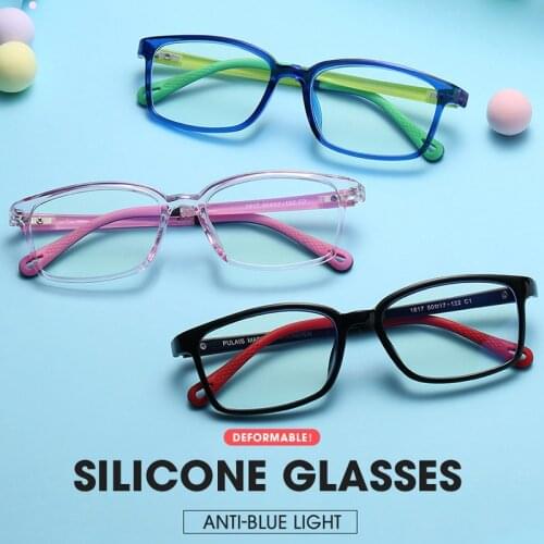 Seemfly TR90 Soft Square Anti-blue light Kids Glasses Boys Girls Anti-radiation Computer Goggles Frame Optical myopic EyeGlasses