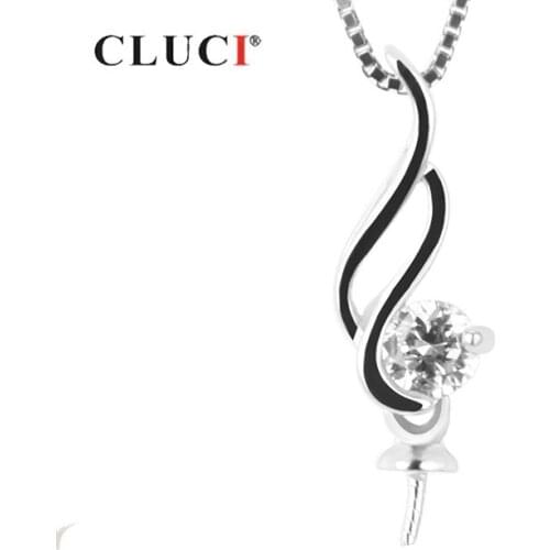 CLUCI Silver 925 Pendant Jewelry Women Charms Pearl Pendant Mounting 925 Sterling Silver Zircon Pendant SP120SB