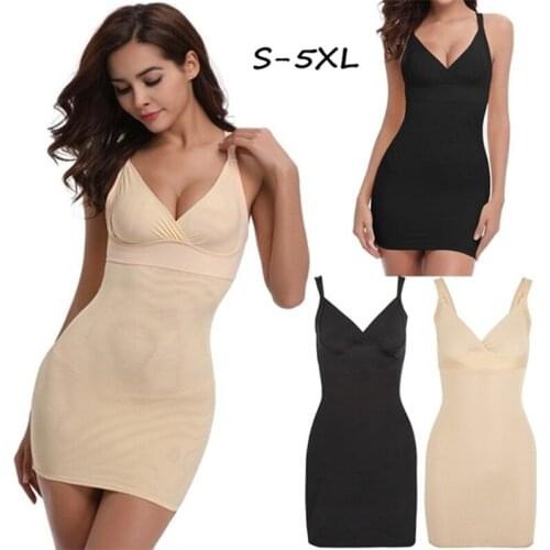 Sexy Full Body Bodysuit Shapewear Dress Slimming Bodycon Under Body Shaper Waist Trainer Tummy Control Shapers Slip Dress S-5XL