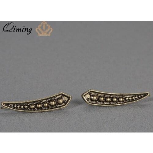 QIMING Antique Vintage Ear Climber Earrings Women Celestial Ear Cuff Cescent Moon Earrings Pin Earrings Modern Jewelry