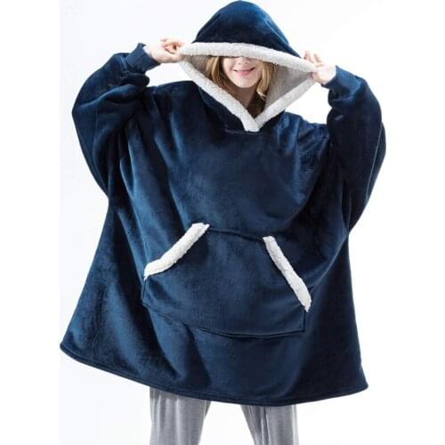 Oversized Hoodies Sweatshirts Women Plaid Blanket Wearable Hoodie Blanket with Sleeves Winter Hooded Sweatshirts Sherpa Blanket