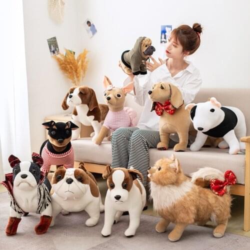 High Quality Simulation Dog Plush Toy Chihuahua Bulldog Shar Pei Pet Dog Kids Baby Birthday Present Soft Stuffed Plush Toy