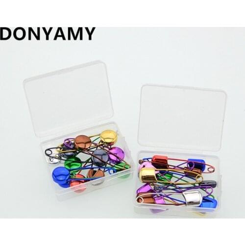 DONYAMY 10Pcs/pack DIY Color mixing Safety Pins Findings Safe Secure Clips for Baby Care Shower Cloth Diaper Pins Brooch Holder