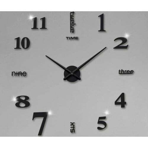 3D Mirror wall clock Acrylic modern design Living Room Stickers unique Home Decoration wall Clock Self Adhesive Hanging Watch