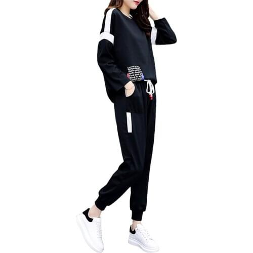 2019 new Plus Size 4XL 2 Piece Set Women Casual Tracksuit Striped Trousers Suit Set Year-old Female Costume Conjunto Feminino