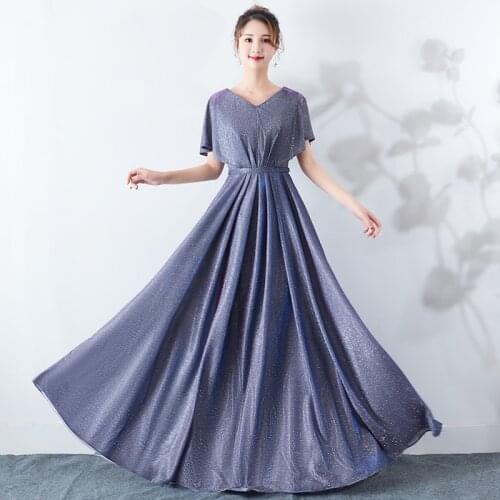 New V-Neck Ruffles Short Sleeves Evening Dress Simple Bling A-Line Elegant Ruched Floor-Length Woman Formal Party Gowns A1335
